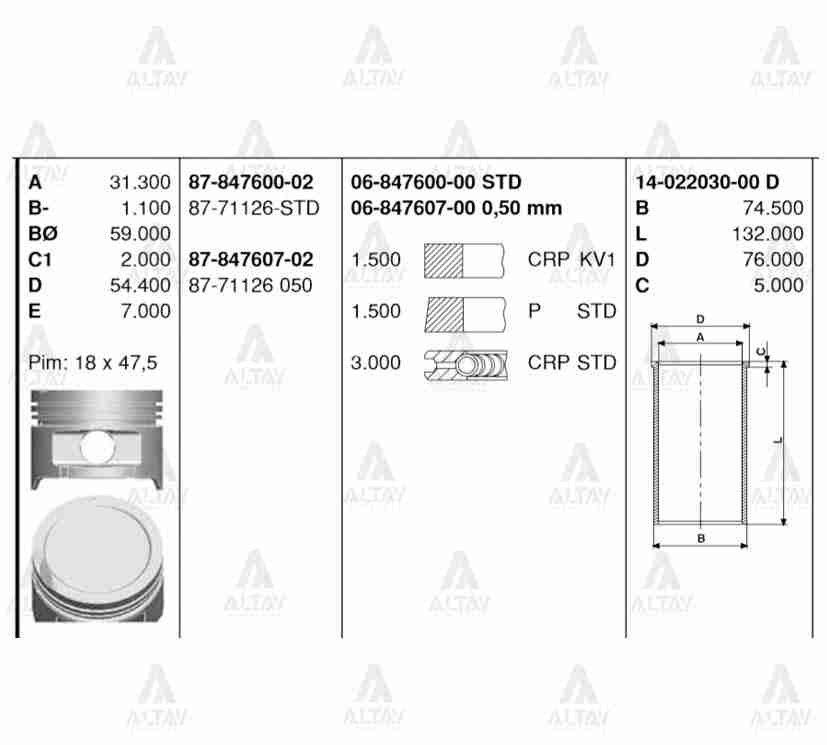 Hyundai Accent Piston Segman 1995-2000 Segmanlı . . OEM 87-71126-050
